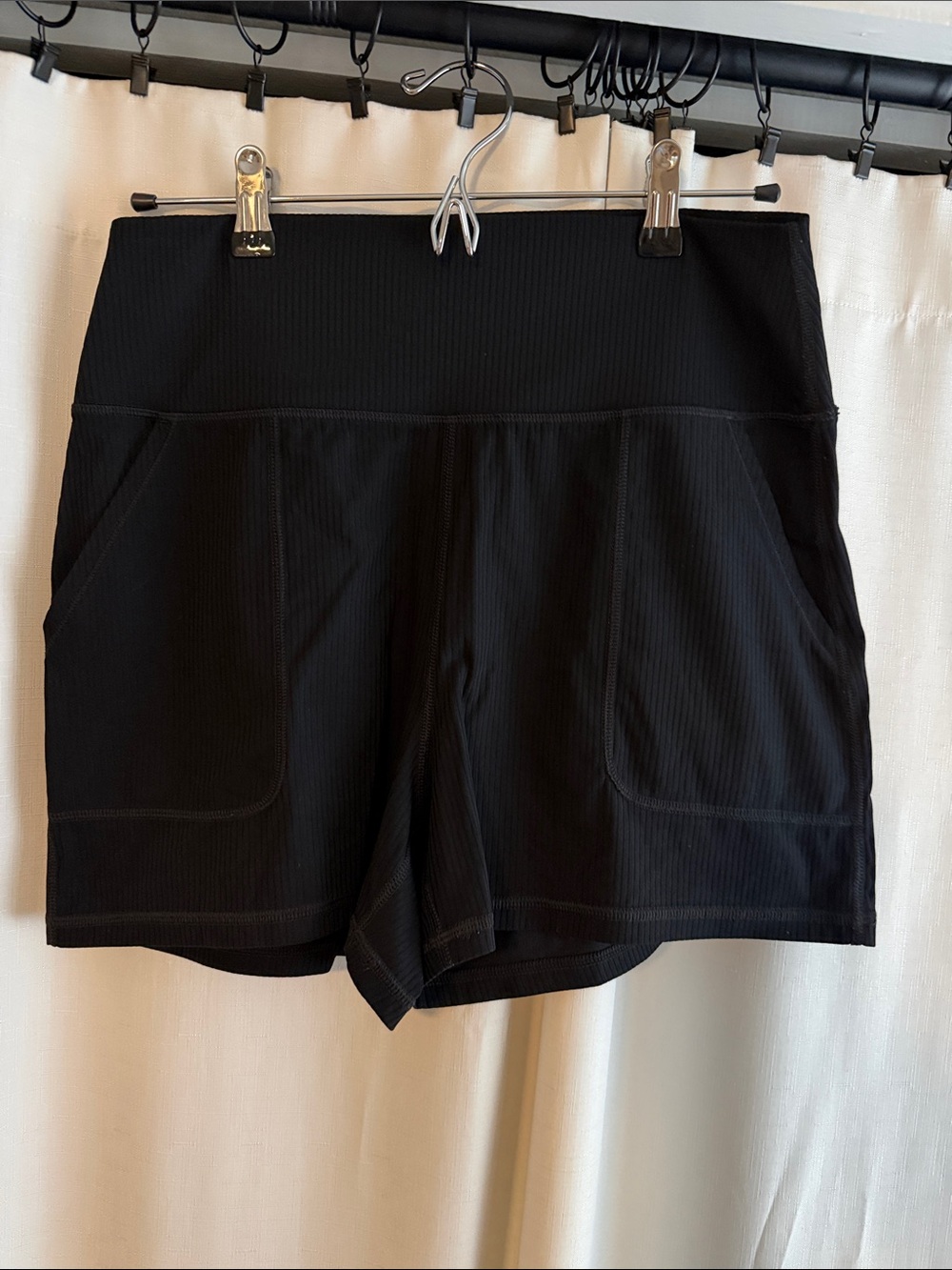 Amazon Women’s Black Athletic High-Rise Shorts with Pockets